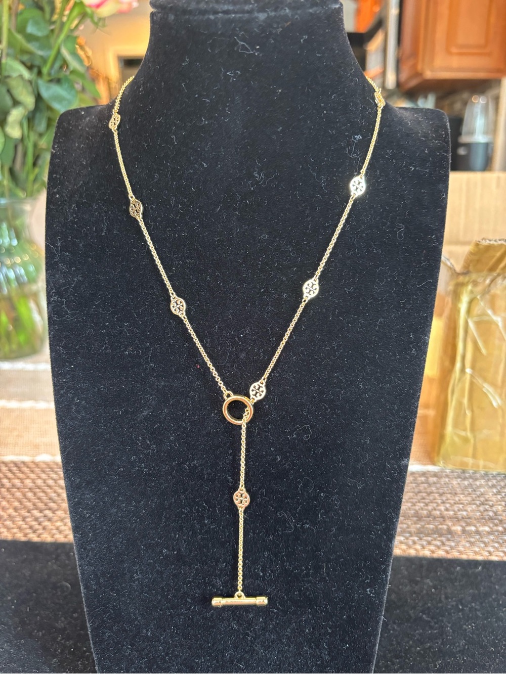 Tory Burch Gold Filigree Y-Necklace